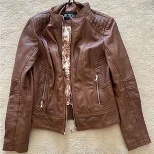 Guess brown leather jacket